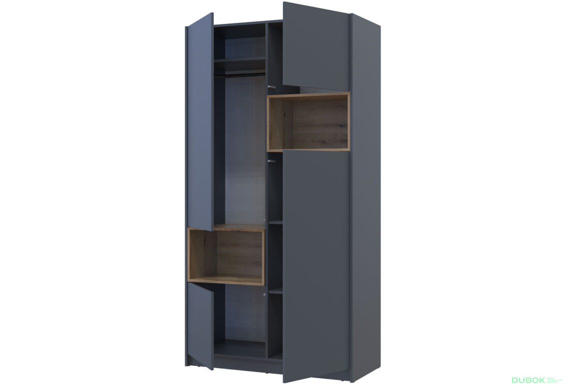 Skriňa Dale 2D s výklenkom 115.2х52х220 cm grafit / dub evoke - Fotografia 7 Fotografia 7 - Skriňa Dale 2D s výklenkom 115.2х52х220 cm grafit / dub evoke