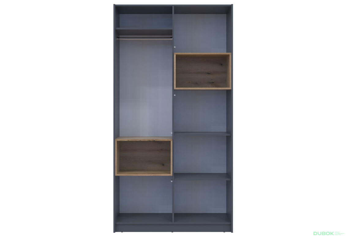 Skriňa Dale 2D s výklenkom 115.2х52х220 cm grafit / dub evoke - Fotografia 10 Fotografia 10 - Skriňa Dale 2D s výklenkom 115.2х52х220 cm grafit / dub evoke