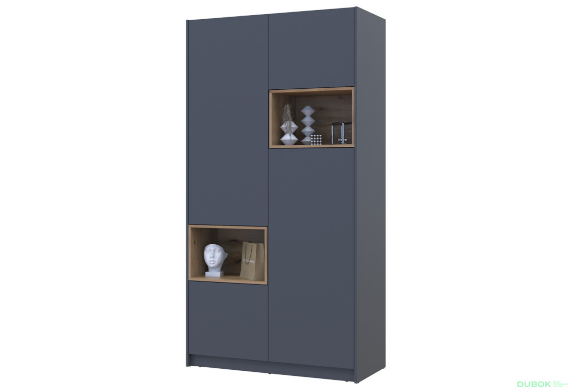 Fotografia 7 - Skriňa Dale 2D s výklenkom 115.2х52х220 cm grafit / dub evoke