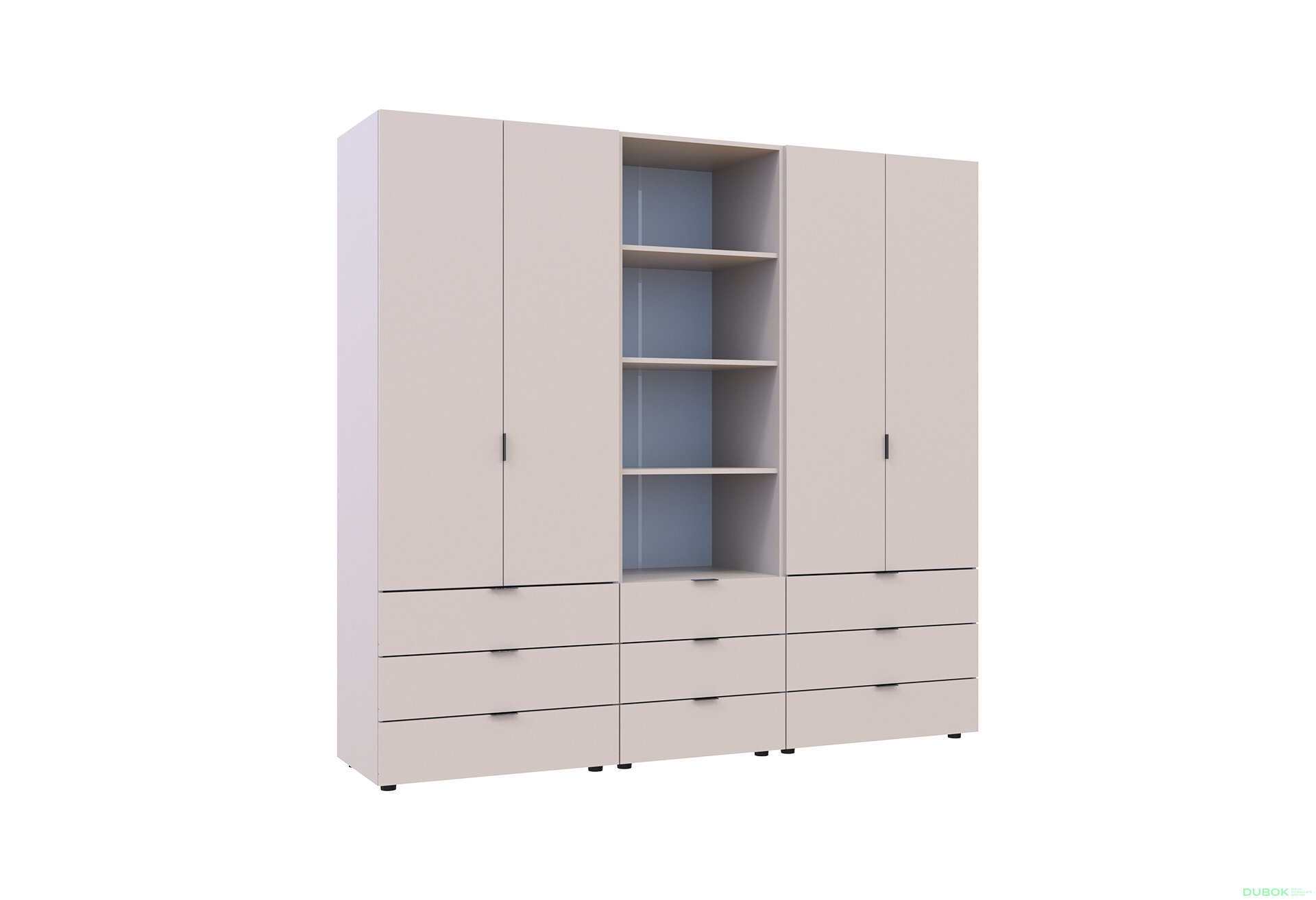 Fotografia 4 - Skriňa štvordverová s regálom s zásuvkami Gelar 215 cm kašemír