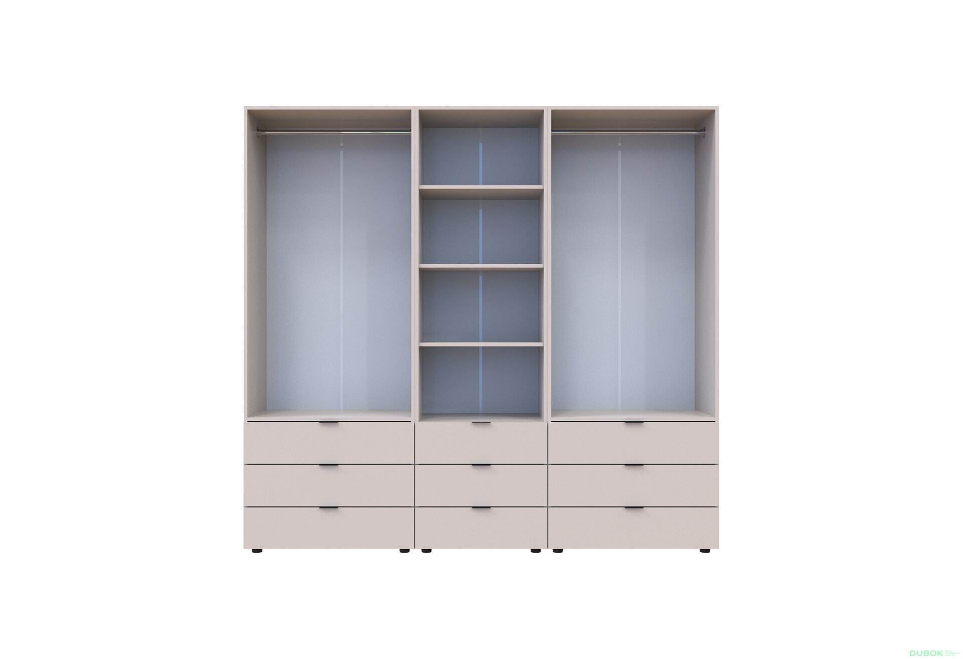 Fotografia 5 - Skriňa štvordverová s regálom s zásuvkami Gelar 215 cm kašemír