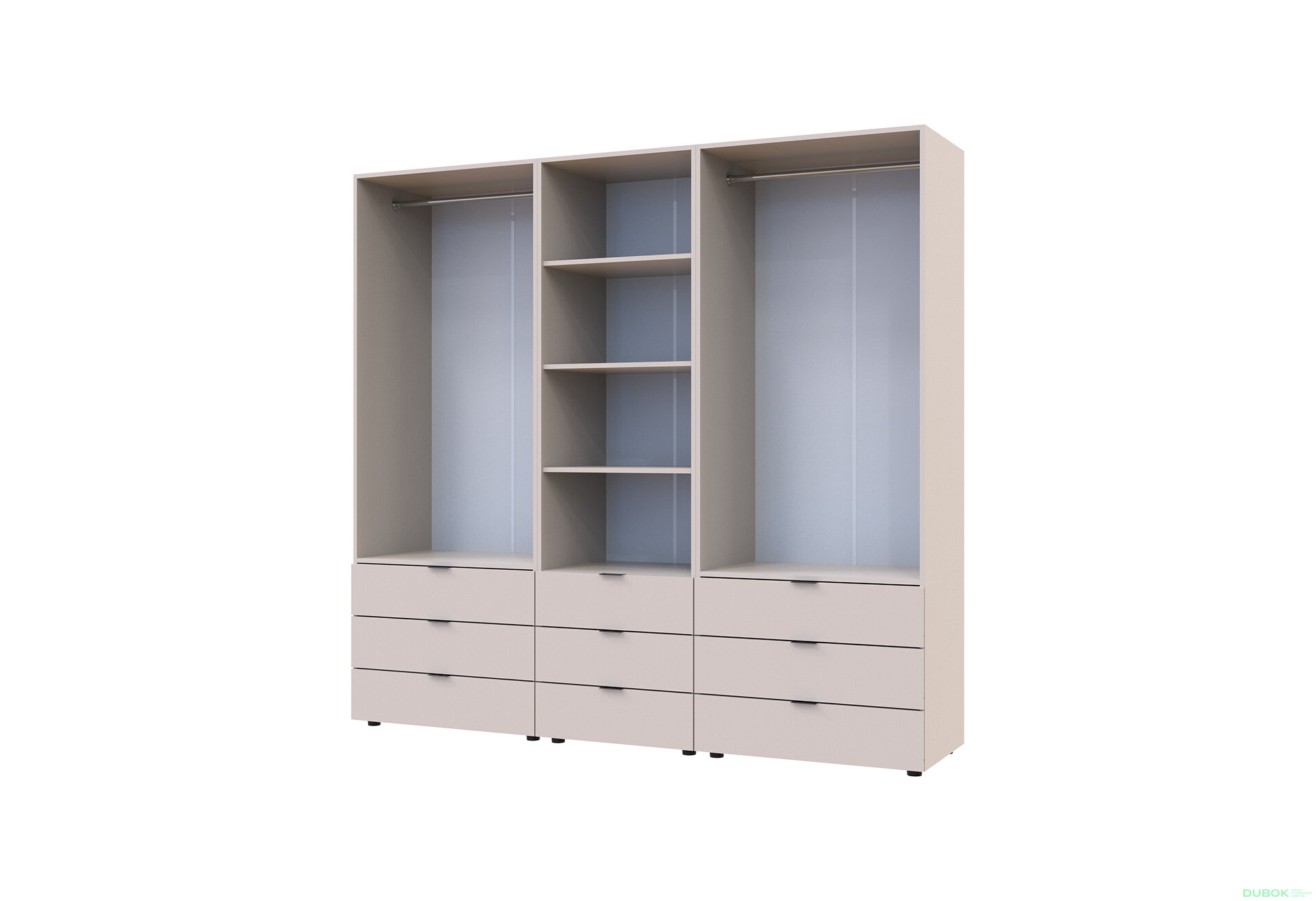 Fotografia 6 - Skriňa štvordverová s regálom s zásuvkami Gelar 215 cm kašemír