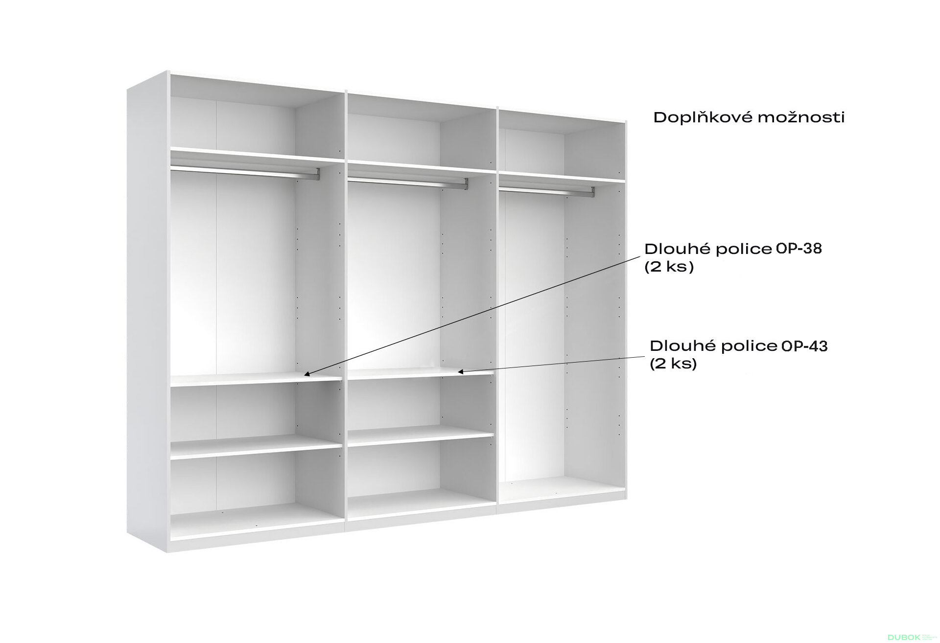 Fotografia 13 - Skriňa 6D so zrkadlami séria N, dub kraft / biela Asti