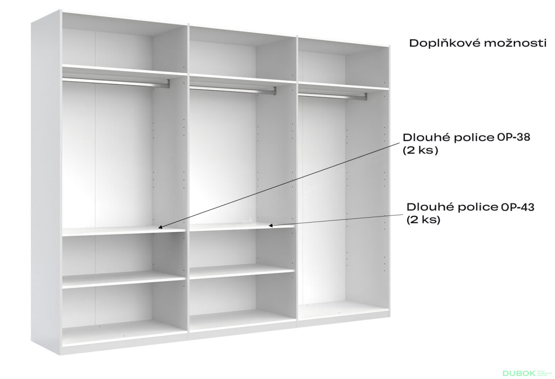 Fotografia 13 - Skriňa 6D so zrkadlami séria N, dub kraft / biela Asti