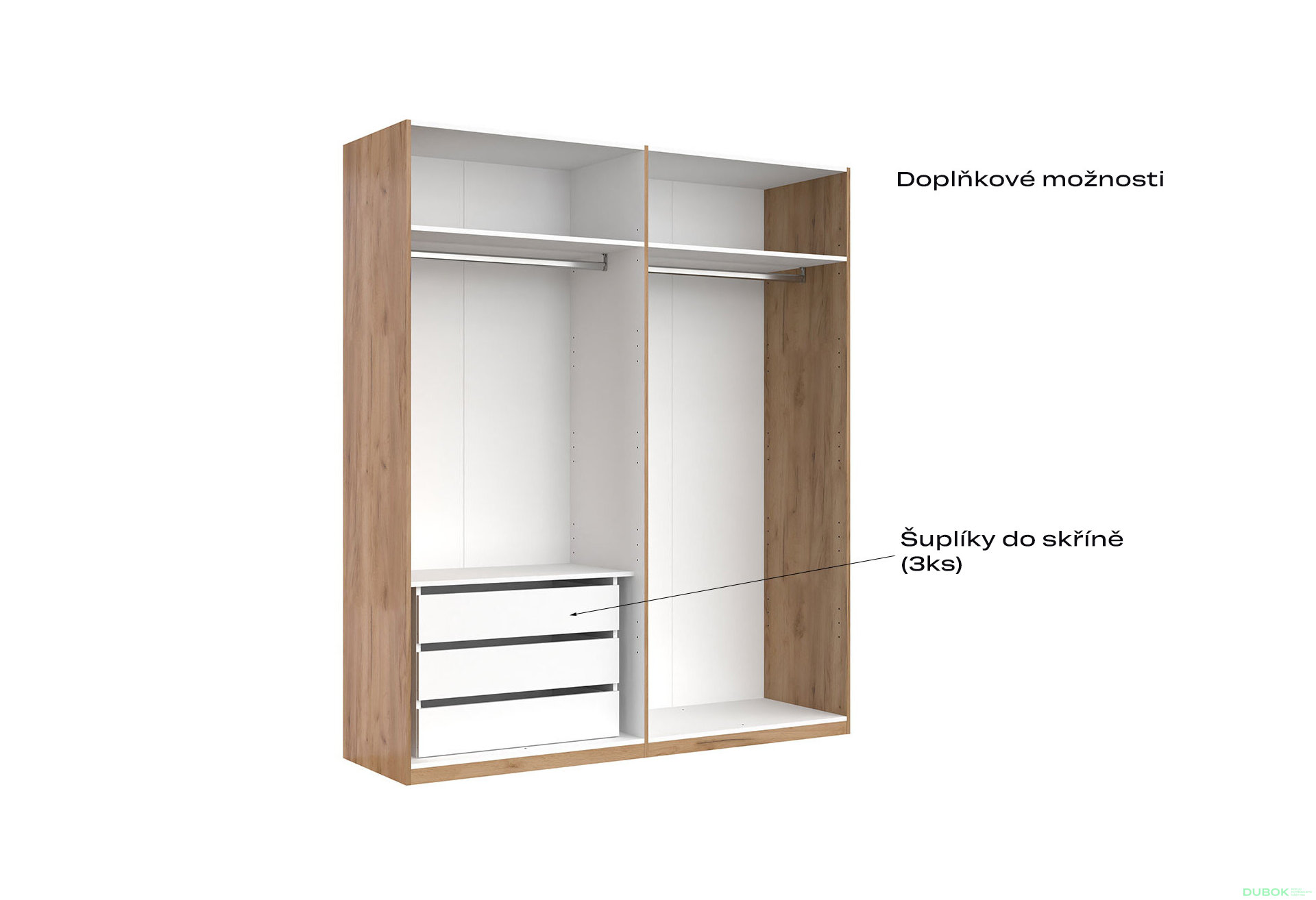 Fotografia 3 - Skriňa 4D bez zrkadiel série N, dub kraft / biela Asti