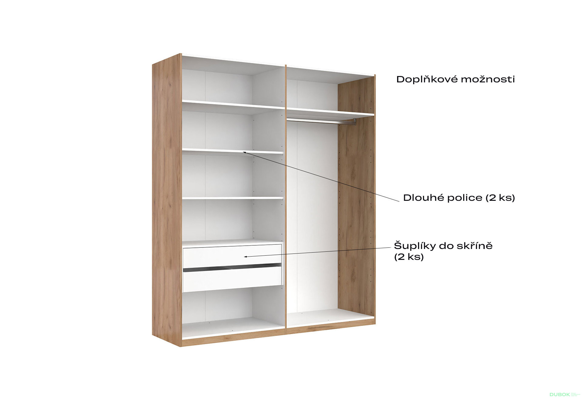 Fotografia 4 - Skriňa 4D bez zrkadiel série N, dub kraft / biela Asti