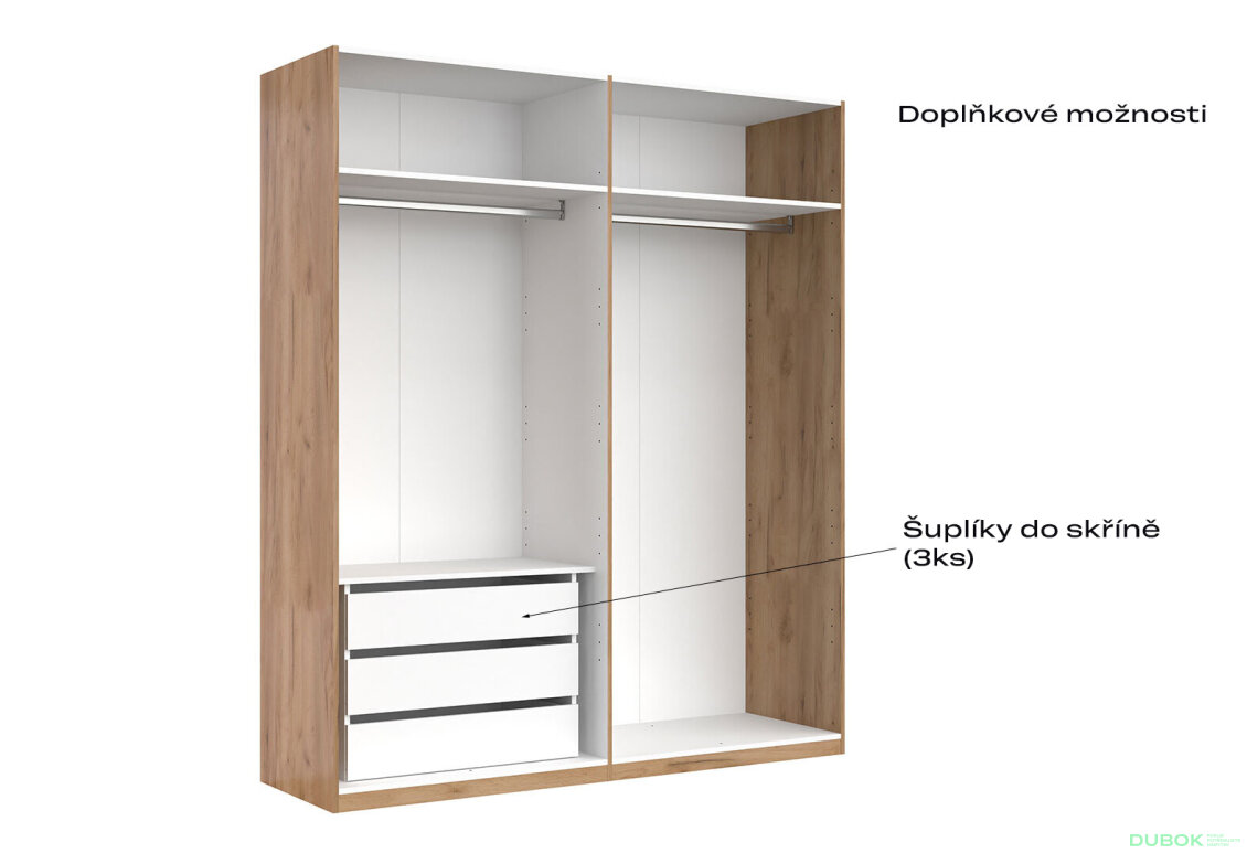 Fotografia 3 - Skriňa 4D so zrkadlami séria N, dub kraft / biela Asti