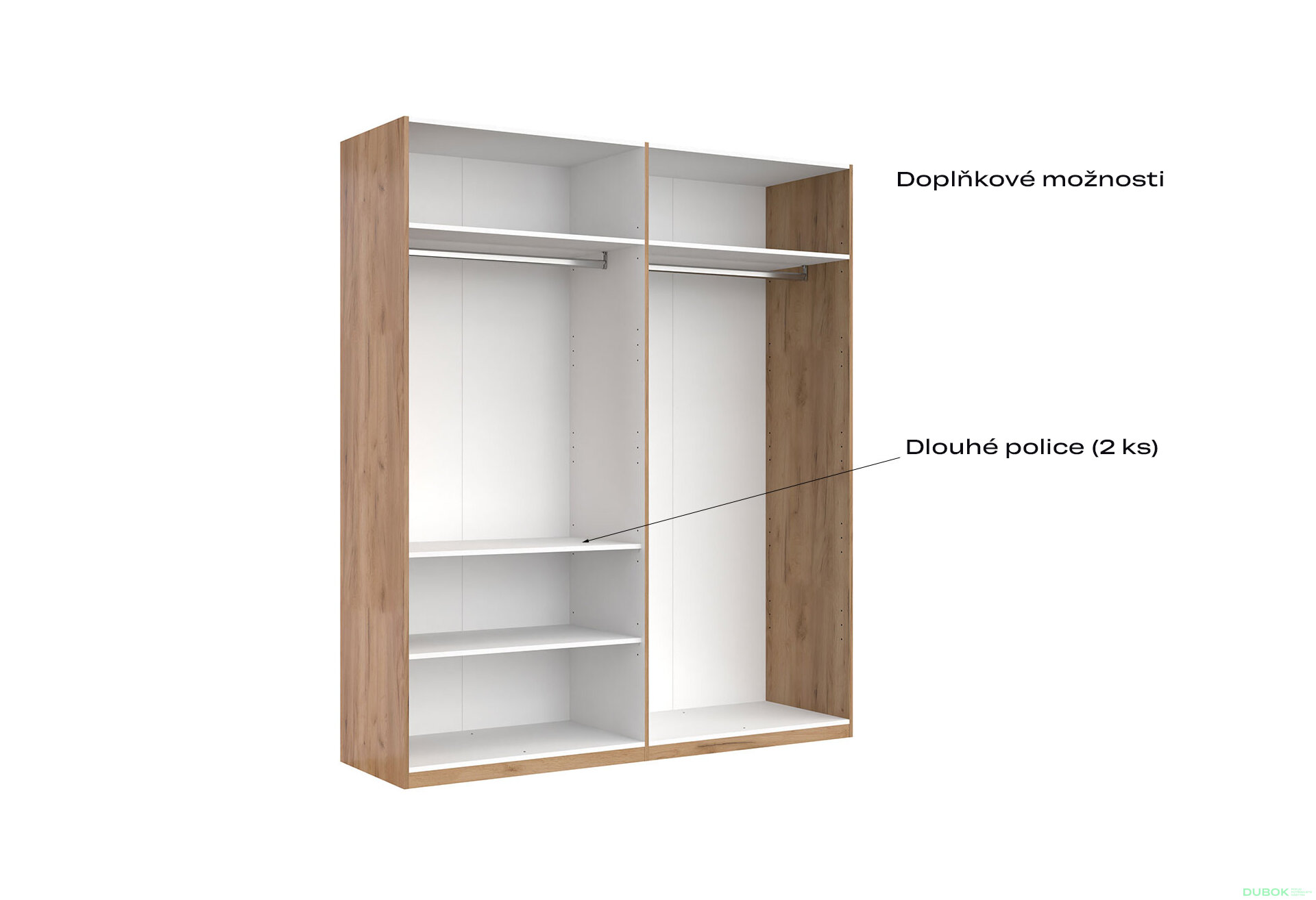 Fotografia 6 - Skriňa 4D so zrkadlami séria N, dub kraft / biela Asti