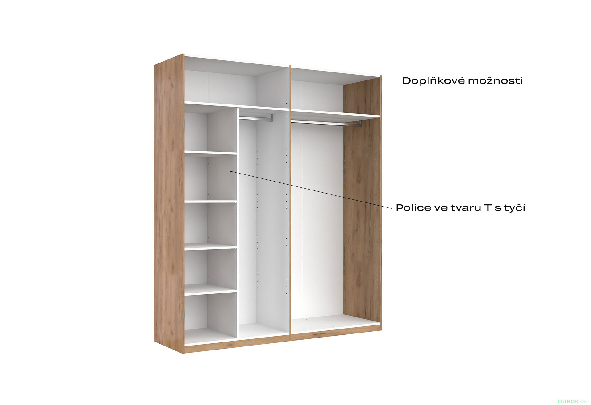 Fotografia 8 - Skriňa 4D so zrkadlami séria N, dub kraft / biela Asti