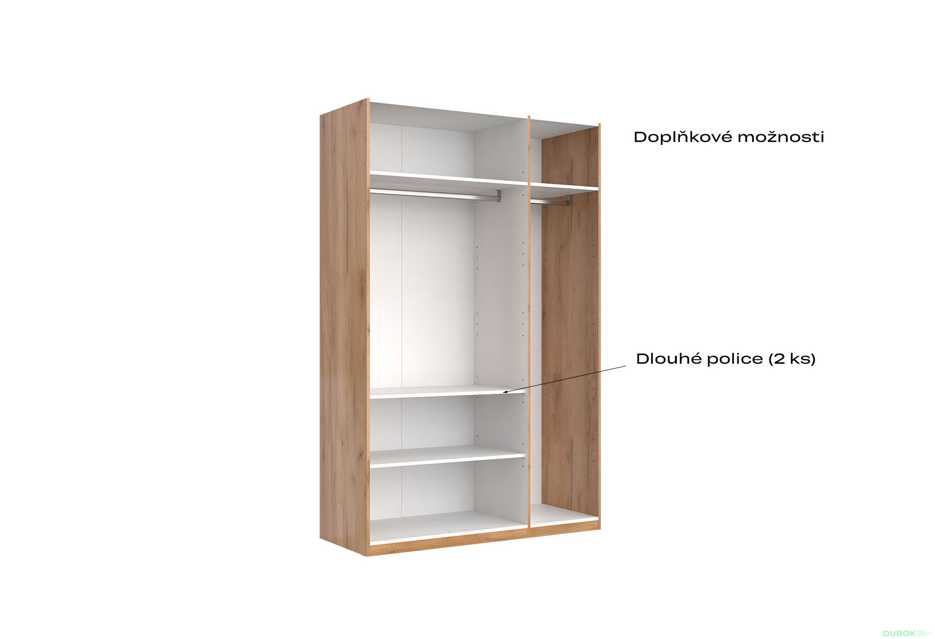 Fotografia 3 - Skriňa 3D bez zrkadiel séria N, dub kraft / biela Asti