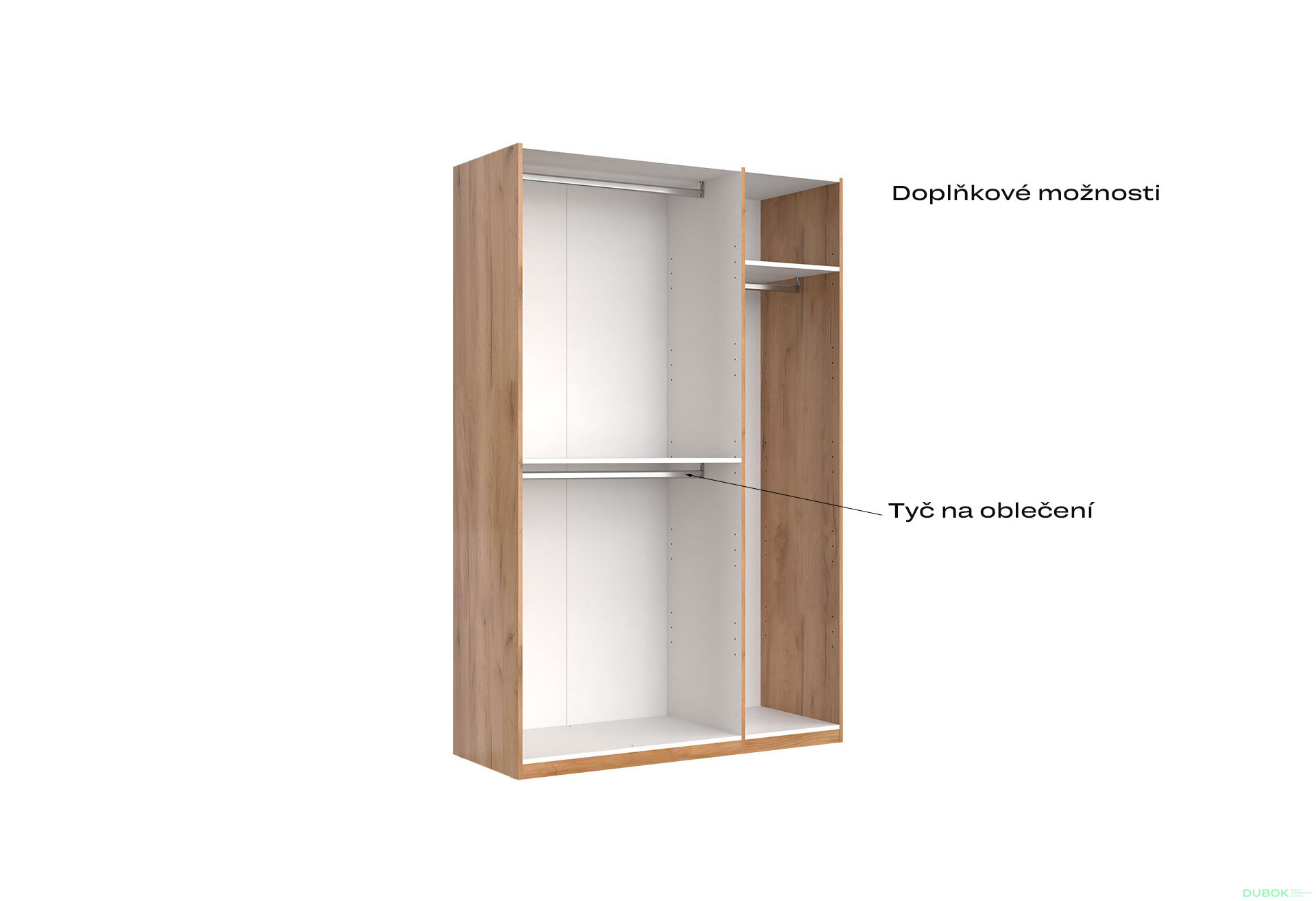 Fotografia 4 - Skriňa 3D bez zrkadiel séria N, dub kraft / biela Asti