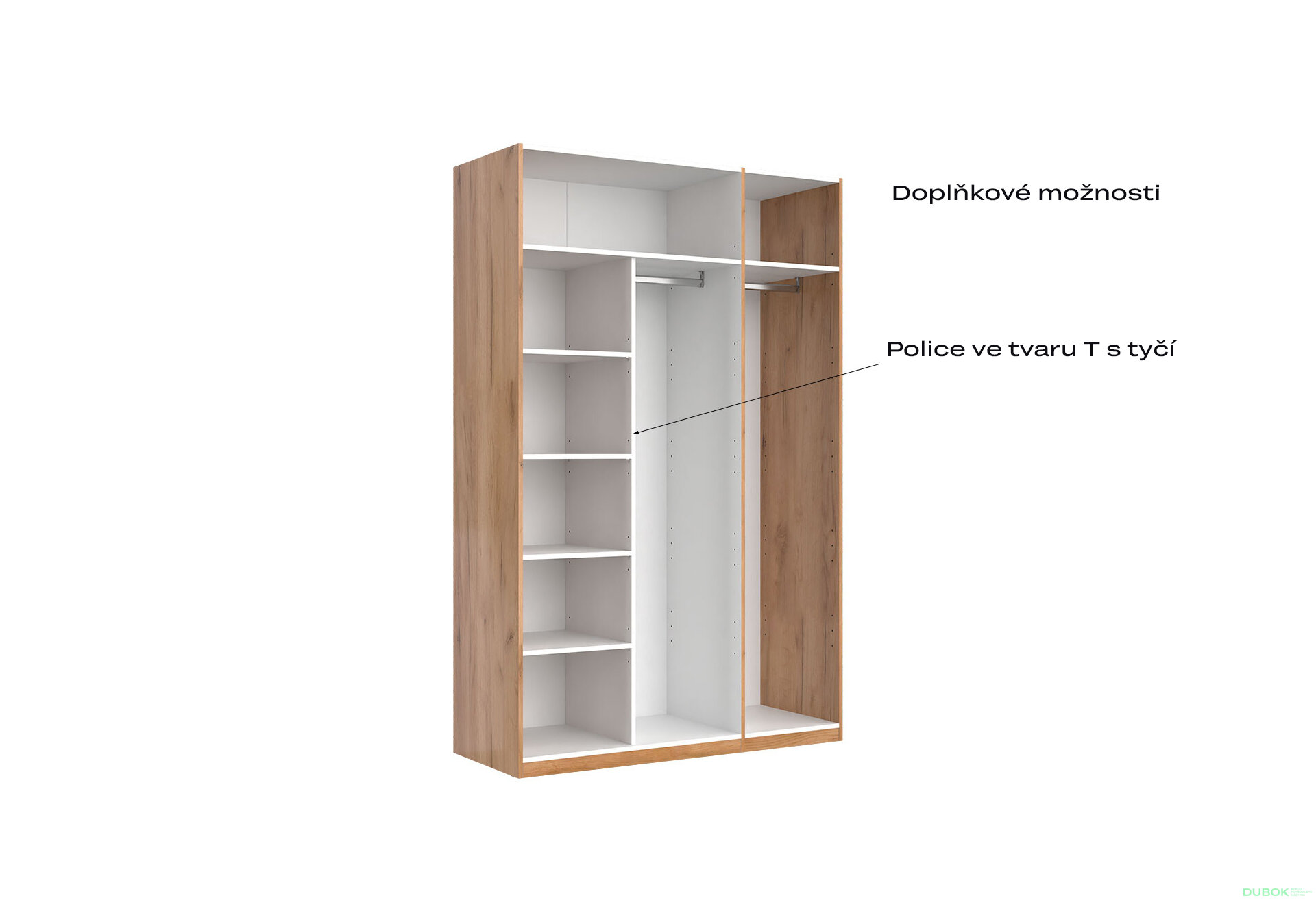 Fotografia 6 - Skriňa 3D bez zrkadiel séria N, dub kraft / biela Asti