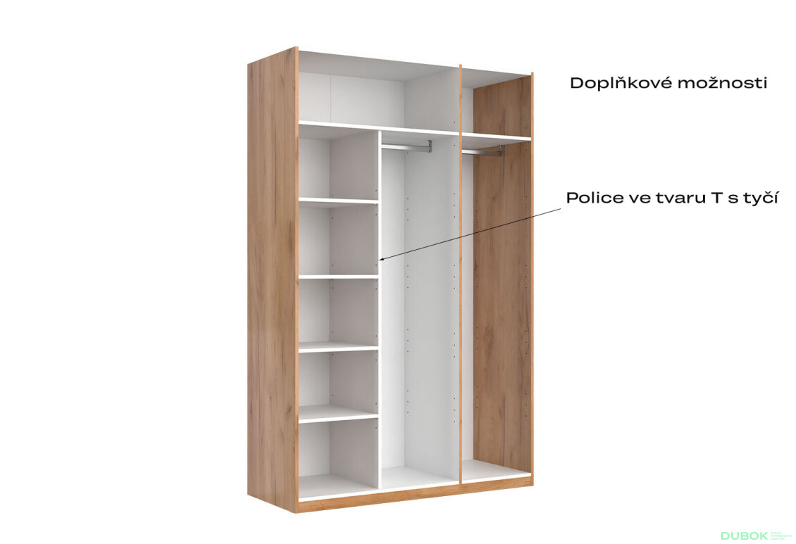 Fotografia 6 - Skriňa 3D bez zrkadiel séria N, dub kraft / biela Asti