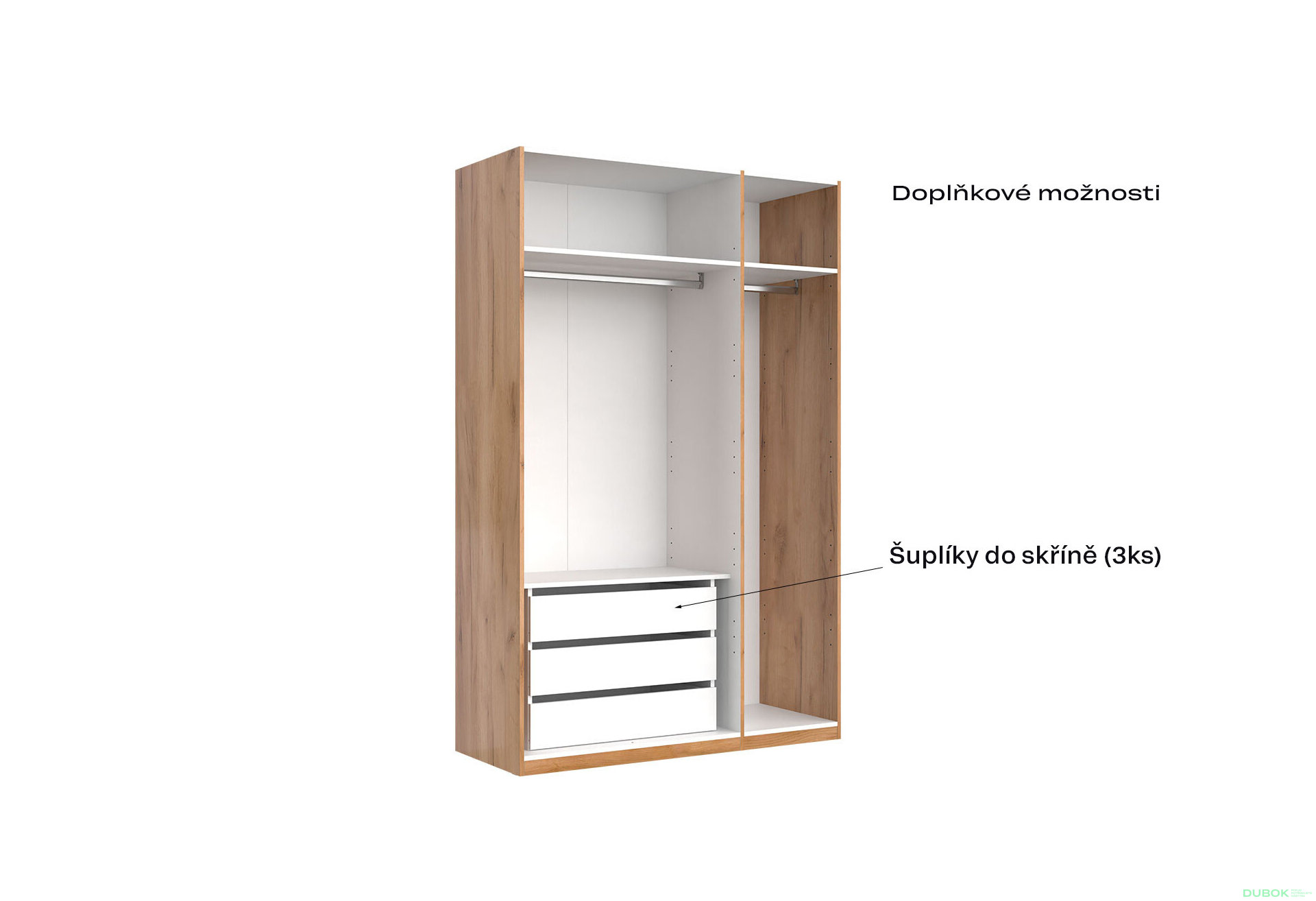 Fotografia 7 - Skriňa 3D bez zrkadiel séria N, dub kraft / biela Asti