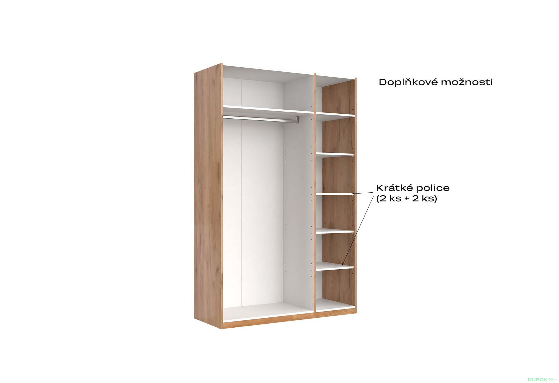 Fotografia 9 - Skriňa 3D so zrkadlom séria N, dub kraft / biela Asti