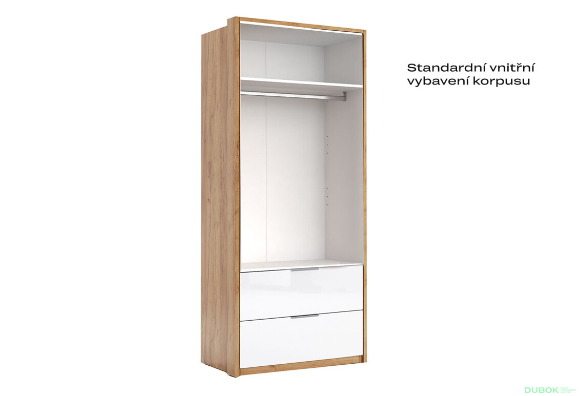 Fotografia 4 - Skriňa 2D 2Š bez zrkadiel, séria N, dub kraft / biela Asti