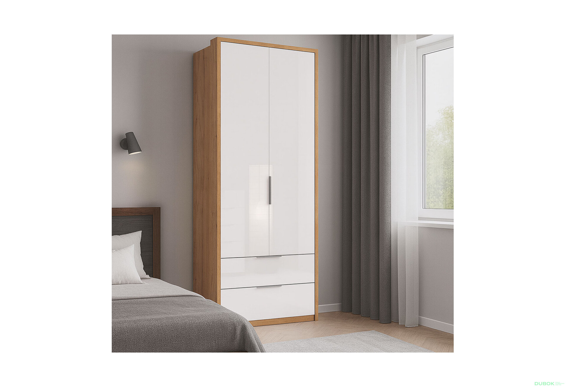 Fotografia 6 - Skriňa 2D 2Š bez zrkadiel, séria N, dub kraft / biela Asti