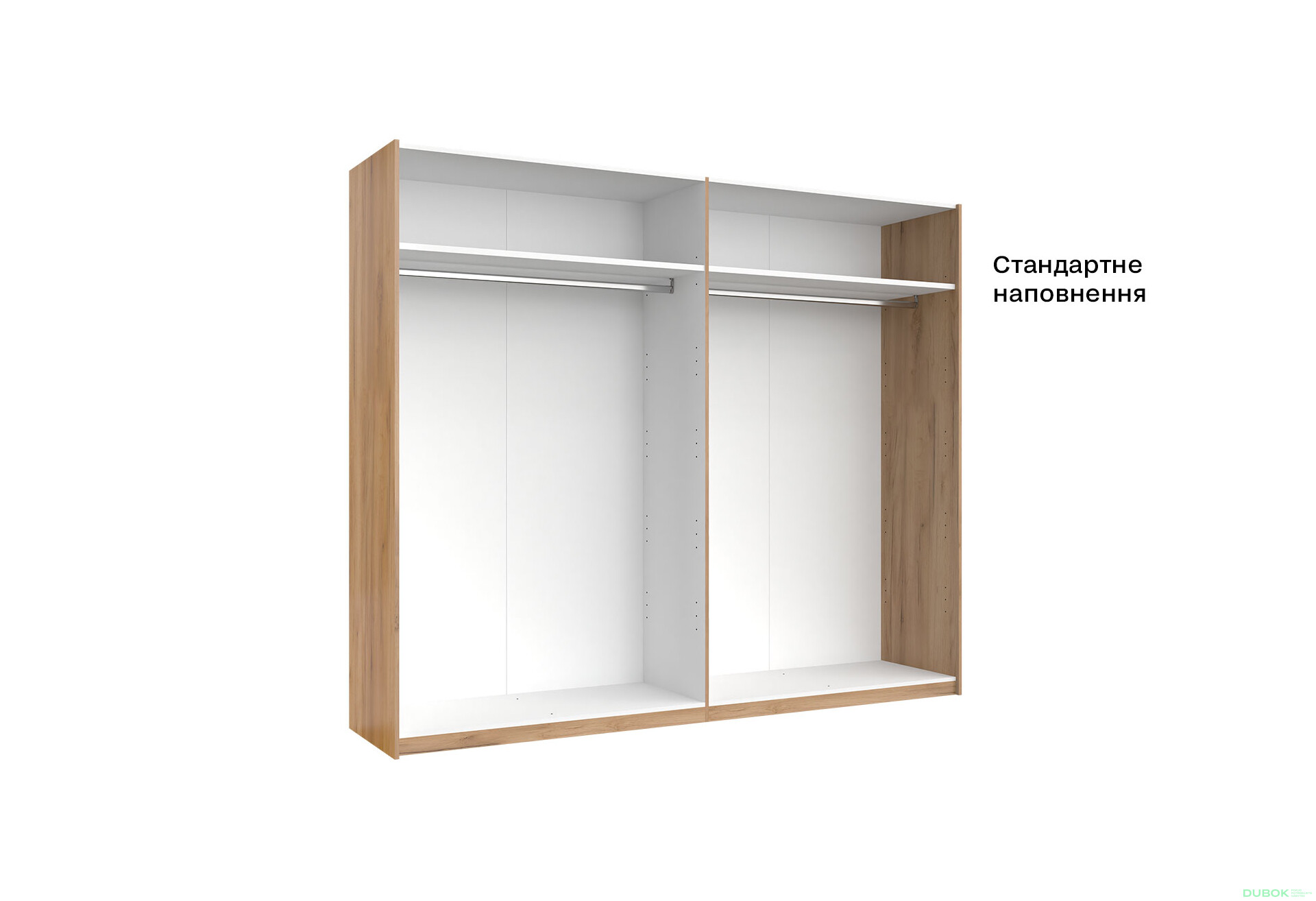 Skriňa s posuvnými dverami 2,5x2,1m (Dvere Dub Kraft/Lesklá Biela) séria N Asti - Fotografia 7 Fotografia 7 - Skriňa s posuvnými dverami 2,5x2,1m (Dvere Dub Kraft/Lesklá Biela) séria N Asti