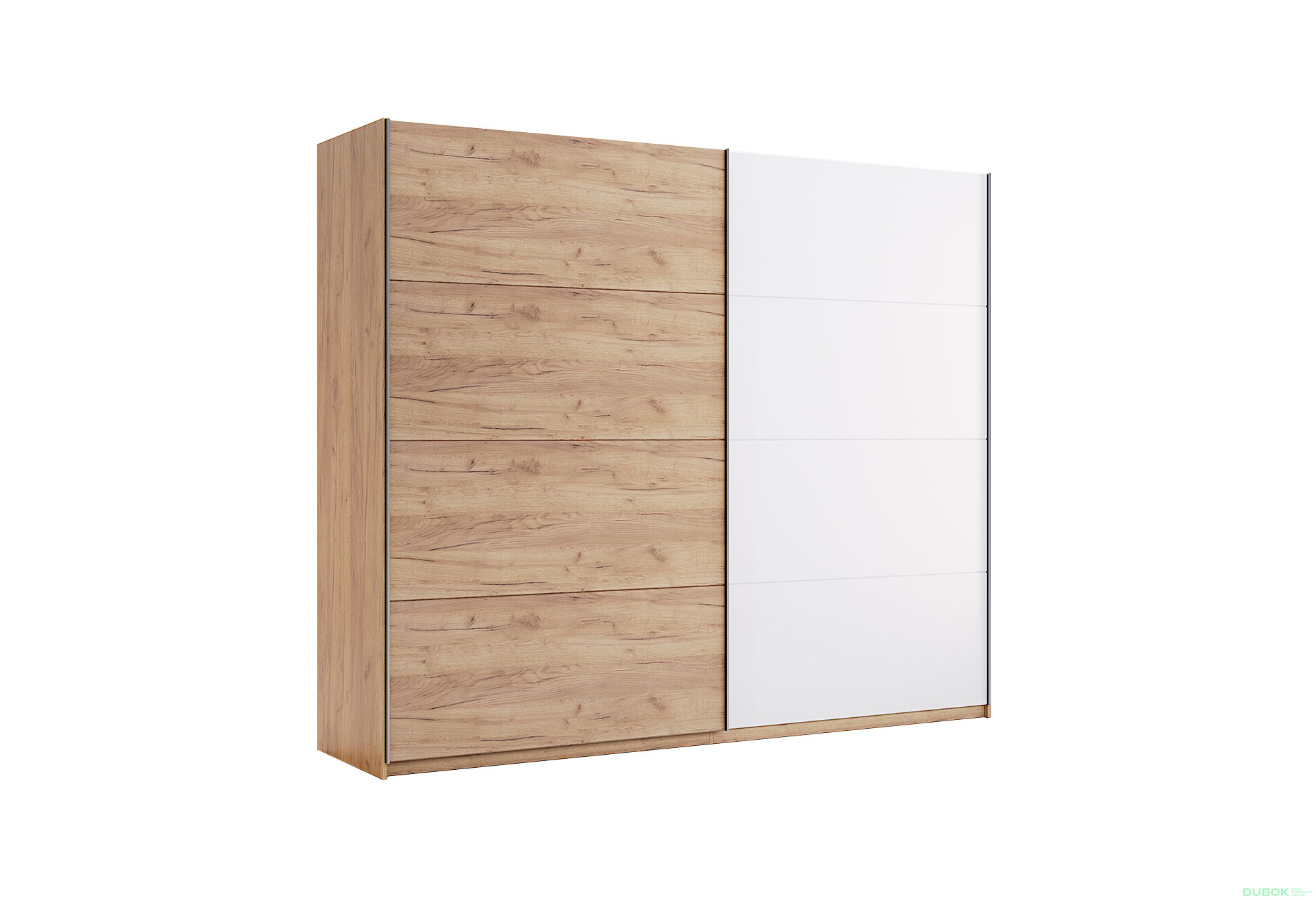 Skriňa s posuvnými dverami 2,5x2,1m (Dvere Dub Kraft/Lesklá Biela) séria N Asti - Fotografia 3 Fotografia 3 - Skriňa s posuvnými dverami 2,5x2,1m (Dvere Dub Kraft/Lesklá Biela) séria N Asti