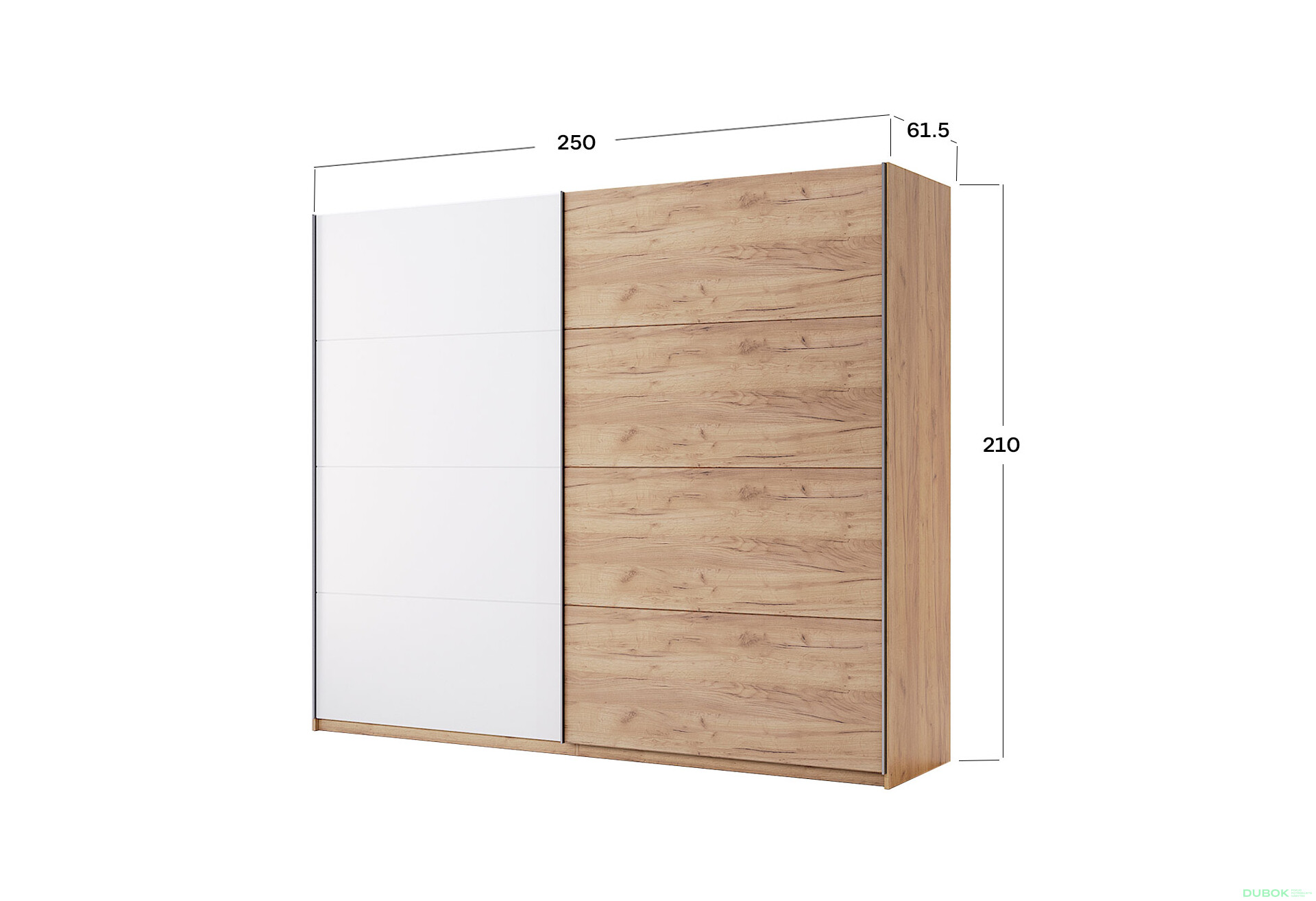 Skriňa s posuvnými dverami 2,5x2,1m (Dvere Dub Kraft/Lesklá Biela) séria N Asti - Fotografia 13 Fotografia 13 - Skriňa s posuvnými dverami 2,5x2,1m (Dvere Dub Kraft/Lesklá Biela) séria N Asti