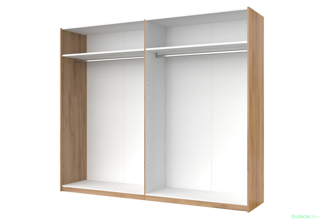 Skriňa s posuvnými dverami 2,5x2,1m (Dvere Dub Kraft/Lesklá Biela) séria N Asti - Fotografia 11 Fotografia 11 - Skriňa s posuvnými dverami 2,5x2,1m (Dvere Dub Kraft/Lesklá Biela) séria N Asti