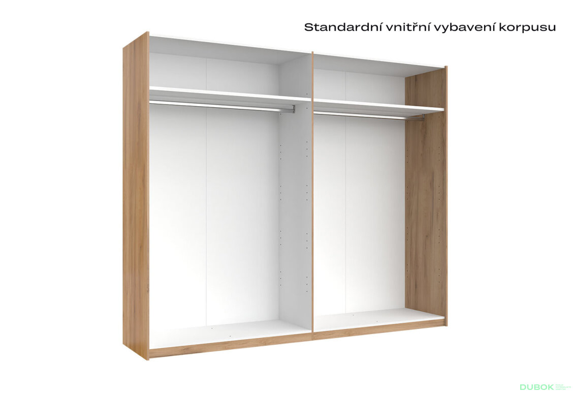 Fotografia 4 - Skriňa s posuvnými dverami 2,5x2,1m (Dvere Dub Kraft/Lesklá Biela) séria N Asti