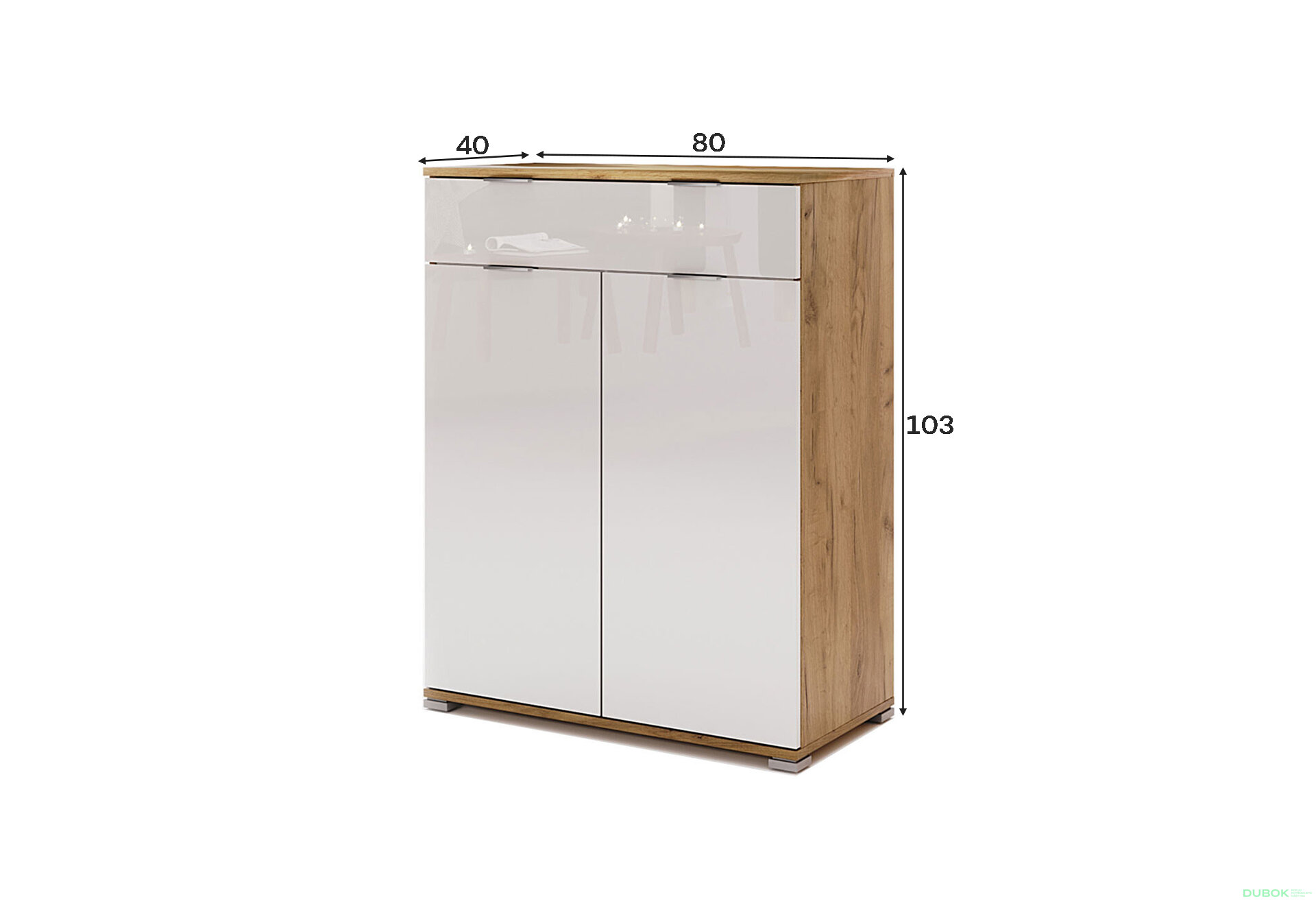 Fotografia 4 - Komoda 2dv 1zš dub kraft / biela Asti