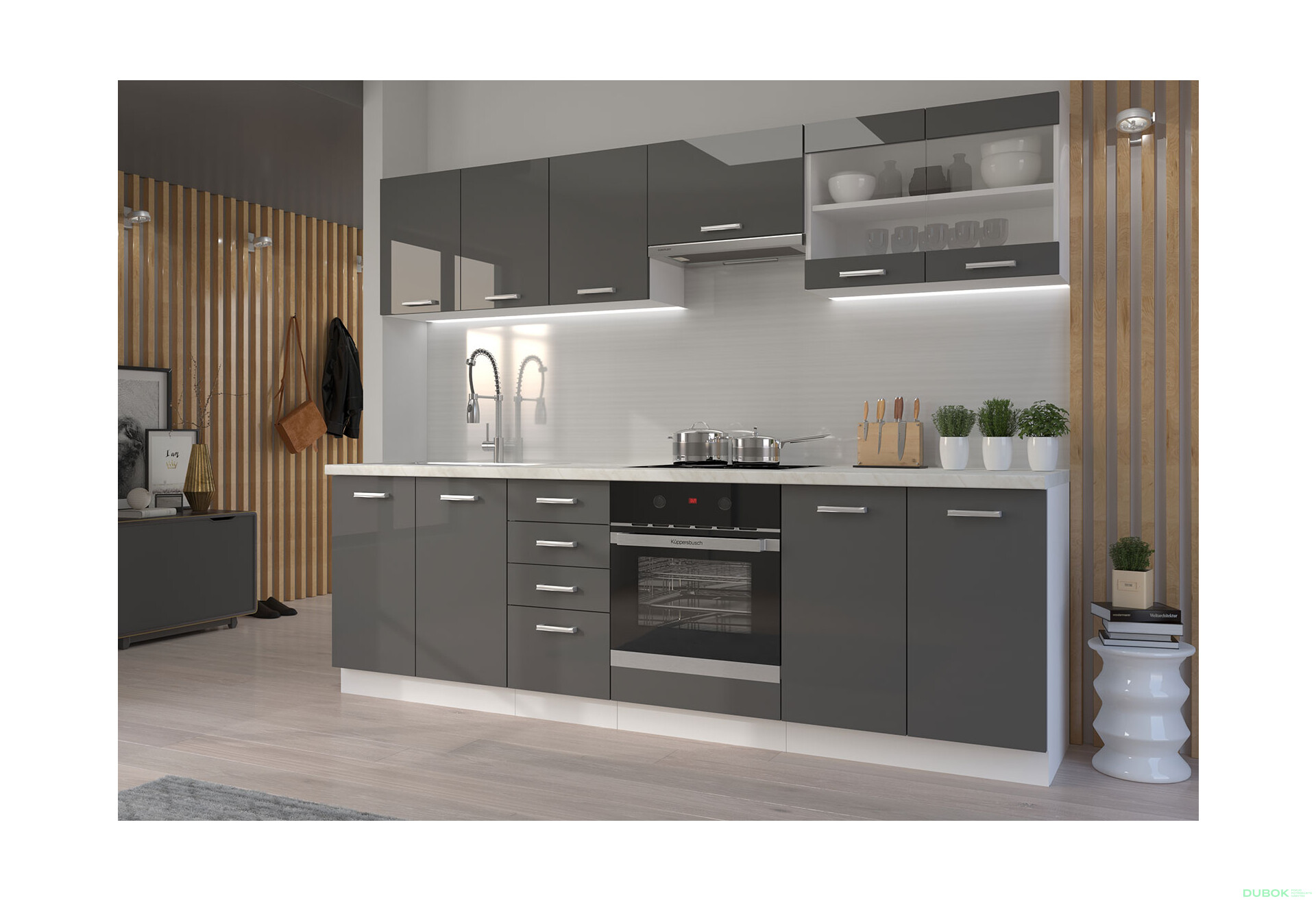 Fotografia 1 - Modulárna kuchyňa Sonia biely / šedý lesk