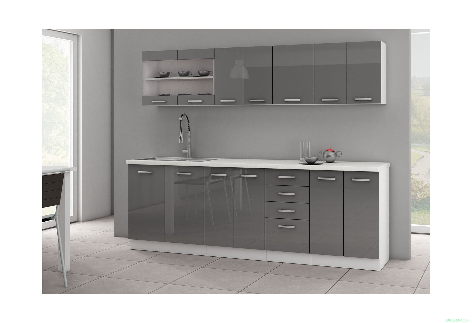 Fotografia 3 - Modulárna kuchyňa Sonia biely / šedý lesk