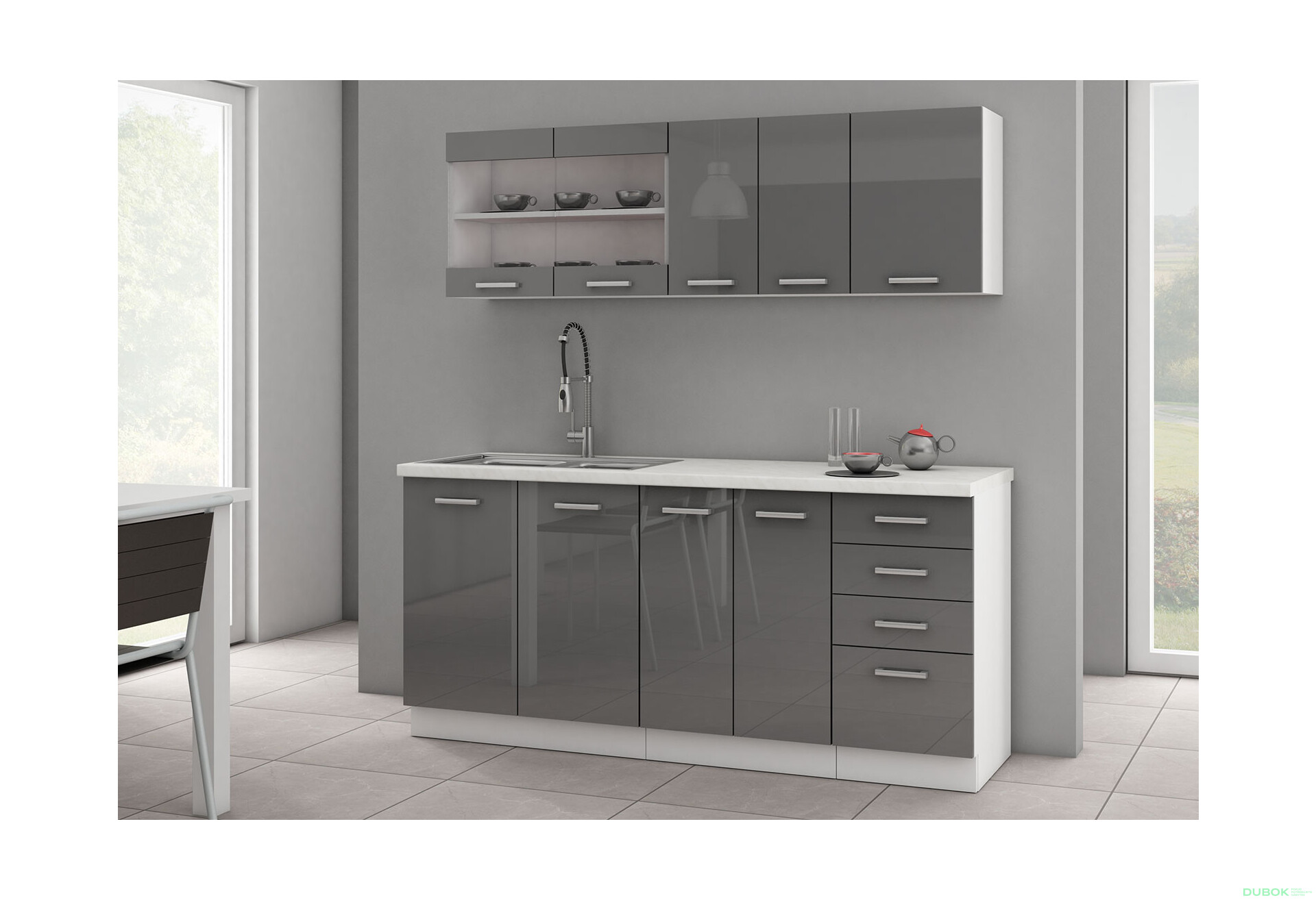 Fotografia 4 - Modulárna kuchyňa Sonia biely / šedý lesk