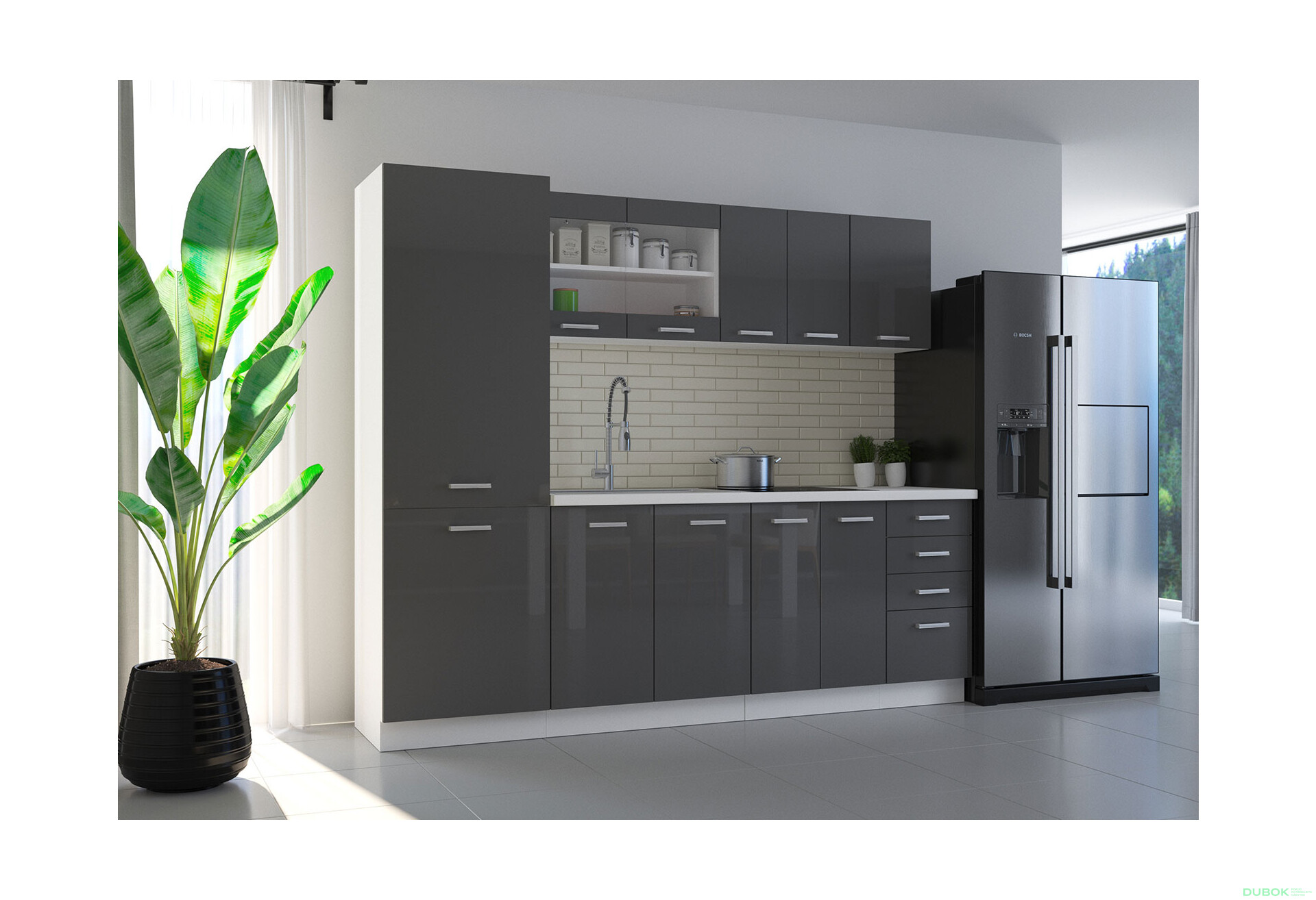 Fotografia 2 - Modulárna kuchyňa Sonia biely / šedý lesk