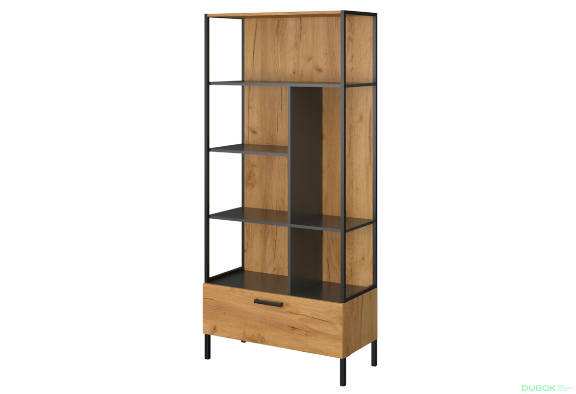 Regál otvorený 1s dub craft zlatý / antracit Santes - Fotografia 1 Fotografia 1 - Regál otvorený 1s dub craft zlatý / antracit Santes