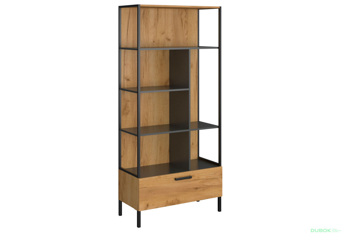 Regál otvorený 1s dub craft zlatý / antracit Santes - Fotografia 2 Fotografia 2 - Regál otvorený 1s dub craft zlatý / antracit Santes