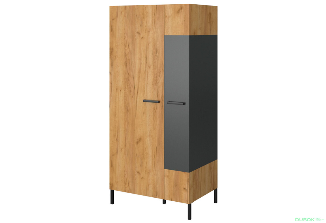 Skriňa dvojdverová Santes 90x197x60.1 cm Dub craft zlatý / Antracit - Fotografia 1 Fotografia 1 - Skriňa dvojdverová Santes 90x197x60.1 cm Dub craft zlatý / Antracit