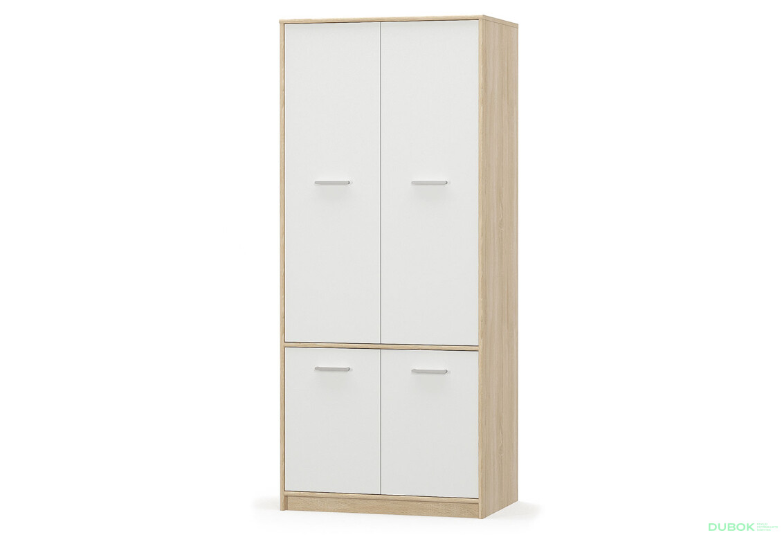 Skriňa štvordverová Tips 83x195x55.3 cm Dub sonoma / Biely - Fotografia 1 Fotografia 1 - Skriňa štvordverová Tips 83x195x55.3 cm Dub sonoma / Biely