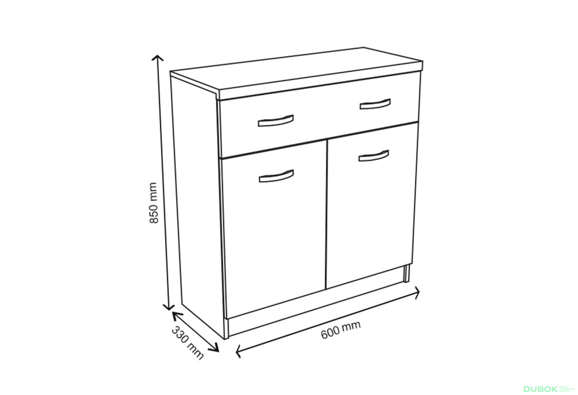 Fotografia 2 - Komoda 2d1s/60 biela Top Mix