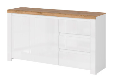 Komoda 2d3s biely lesk / dub wotan Vigo
