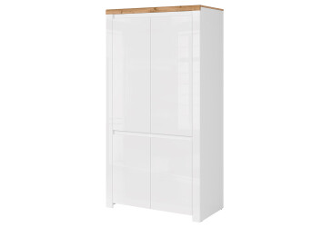 Skriňa štvordverová Vigo 106x202x56 cm Biely lesk / Dub wotan