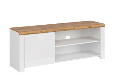 TV stolík 1d/160 biely lesk / dub wotan Vigo