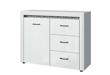Komoda 1d3s biely lesk WhiteBlack
