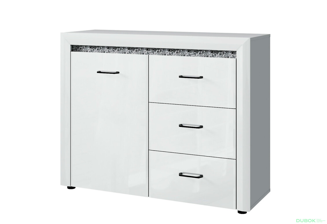 Komoda 1d3s biely lesk WhiteBlack