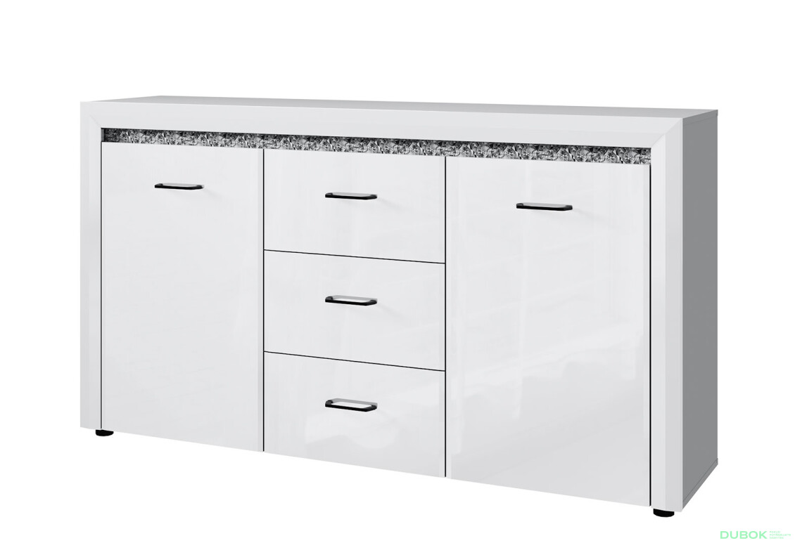 Komoda 2d3s biely lesk WhiteBlack