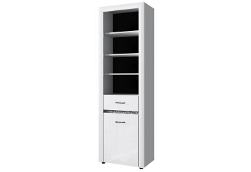 Regál otvorený 1d1s biely lesk WhiteBlack