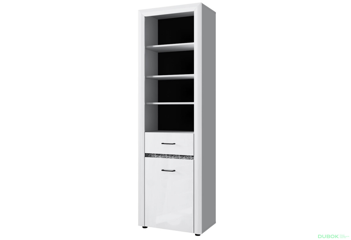 Regál otvorený 1d1s biely lesk WhiteBlack