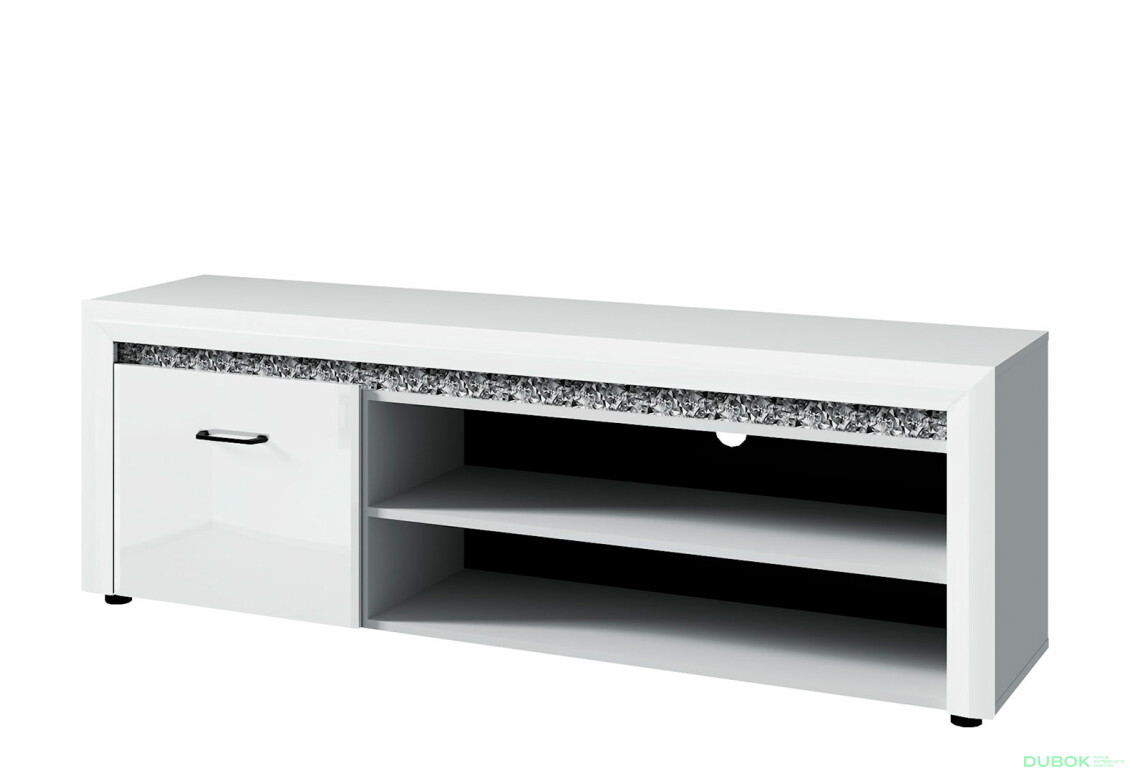 TV stolík 1d/165 biely lesk WhiteBlack