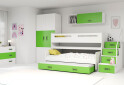 Poschodová posteľ Max 1 pre tri osoby biele / zelený 80x200 cm s roštom, matracom - Fotografia 4 Fotografia 4 - Poschodová posteľ Max 1 pre tri osoby biele / zelený 80x200 cm s roštom, matracom