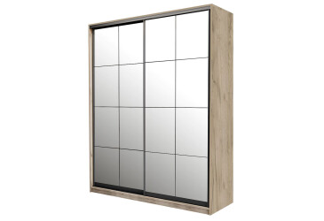 Skriňa s posuvnými dverami 2 zrkadlá 150x240x60 cm Loft Lines BL Dub kraft sivý