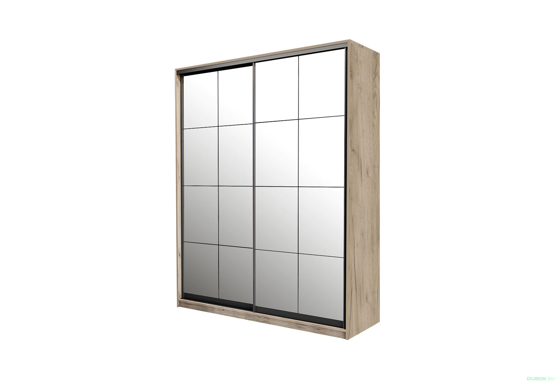 Fotografia 1 - Skriňa s posuvnými dverami 2 zrkadlá 150x240x60 cm Loft Lines BL Dub kraft sivý