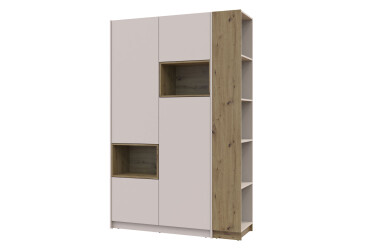 Skriňa s výklenkom Dale 2d + otvorený regál 167 cm, kašmír / dub artisan / kašmír