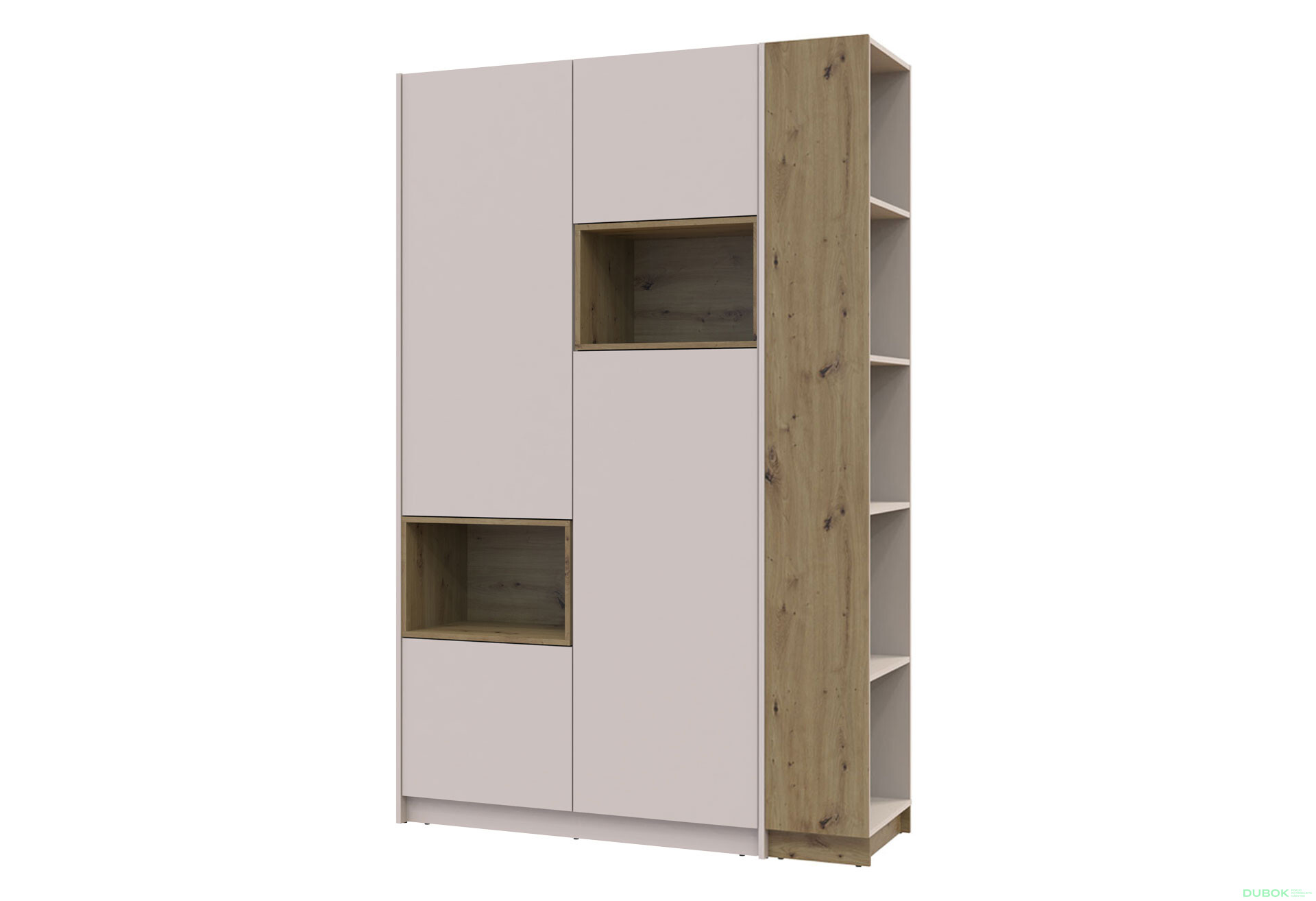 Skriňa s výklenkom Dale 2d + otvorený regál 167 cm, kašmír / dub artisan / kašmír - Fotografia 1 Fotografia 1 - Skriňa s výklenkom Dale 2d + otvorený regál 167 cm, kašmír / dub artisan / kašmír